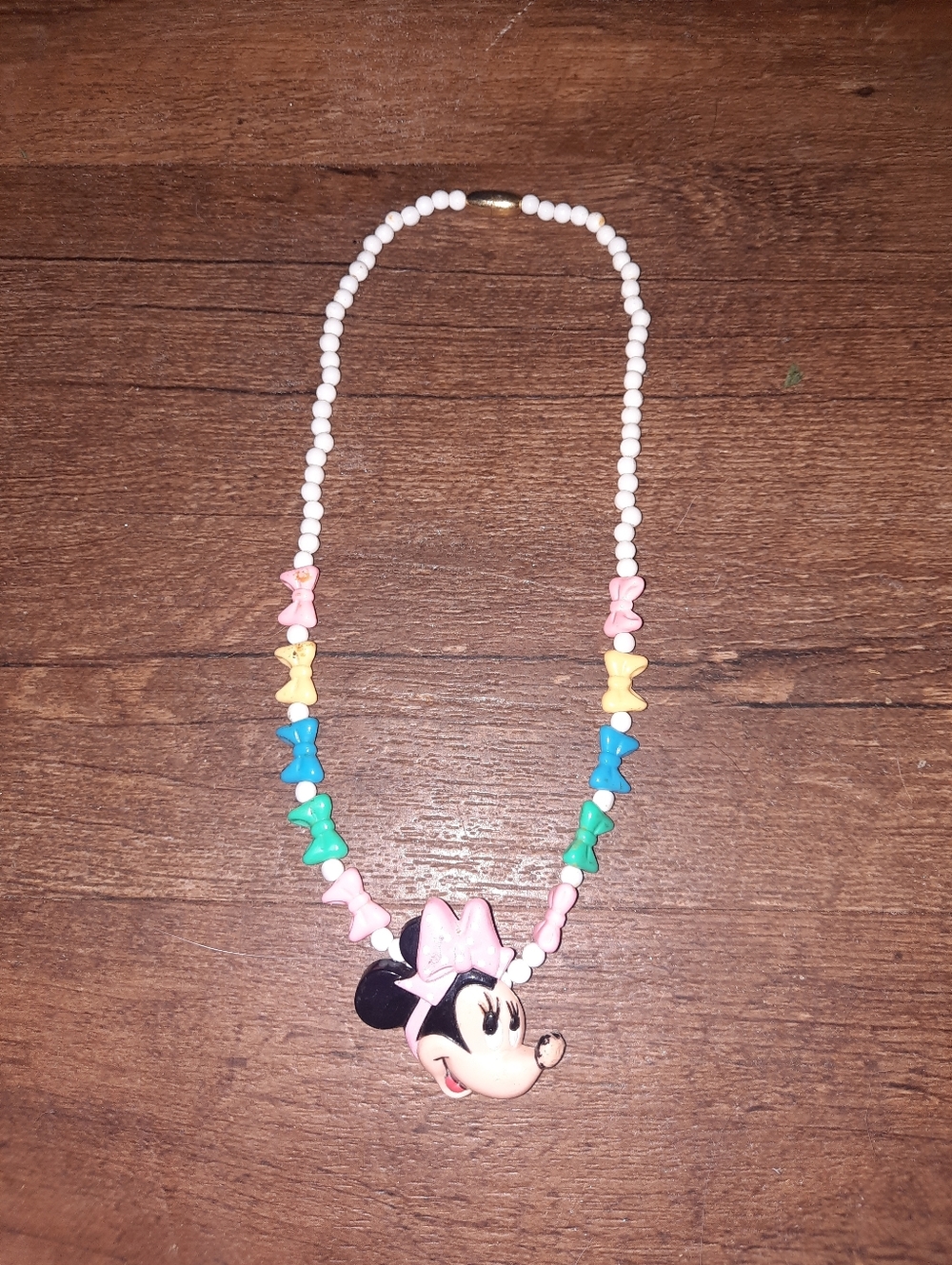 Disney Kids Minnie Mouse Beaded Necklace in Pink, White, Blue, Green, Yellow
